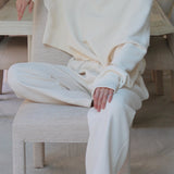 Camden Rippled Cotton Curve Pant - Cream
