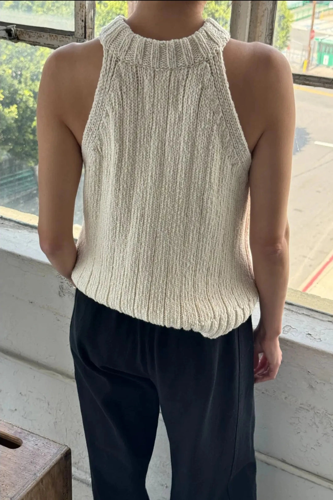 Claire Cotton Sweater Tank - Natural