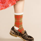 Boucle Plaid Sock - Camel