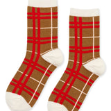 Boucle Plaid Sock - Camel