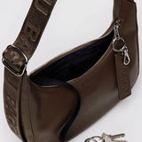 Small Recycled Leather Crescent Bag - Brown
