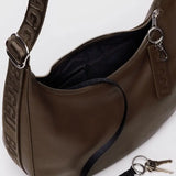 Medium Recycled Leather Crescent Bag - Brown