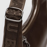 Small Recycled Leather Crescent Bag - Brown