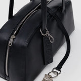 Recycled Leather Bowler Bag - Black