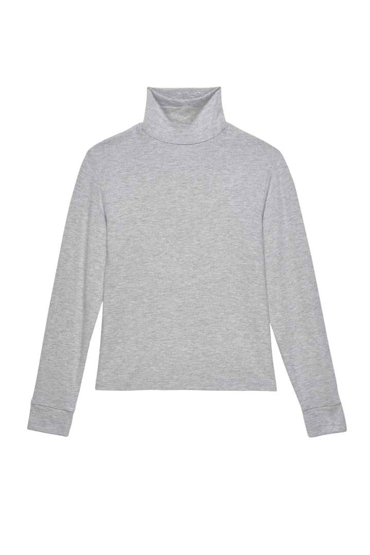 Flat lay image of the front of the Sweater Turtleneck in Heather Grey
