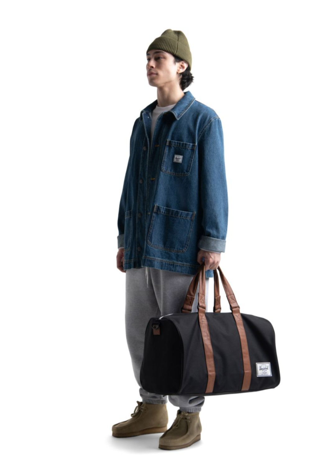 herschel leather duffle bag