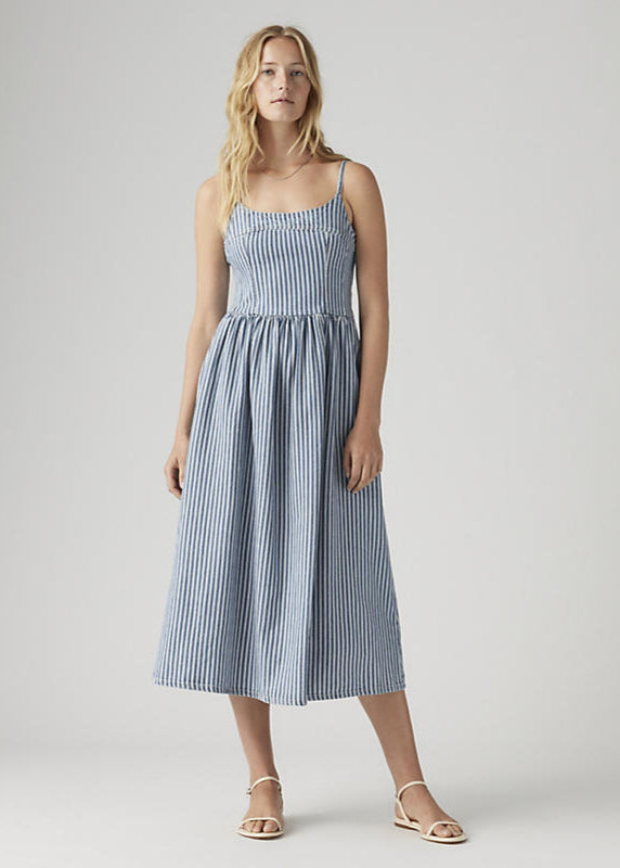 Alessie Bustier Dress - Mischa Stripe Denim