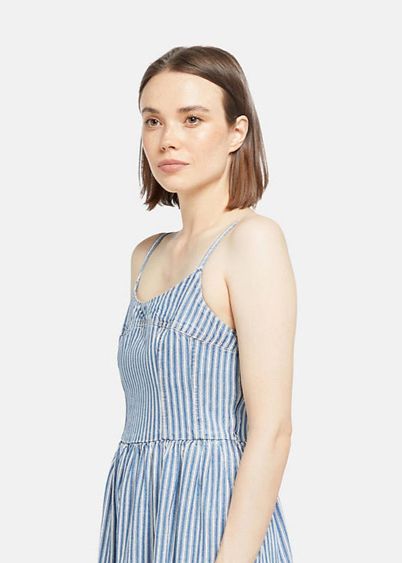 Alessie Bustier Dress - Mischa Stripe Denim