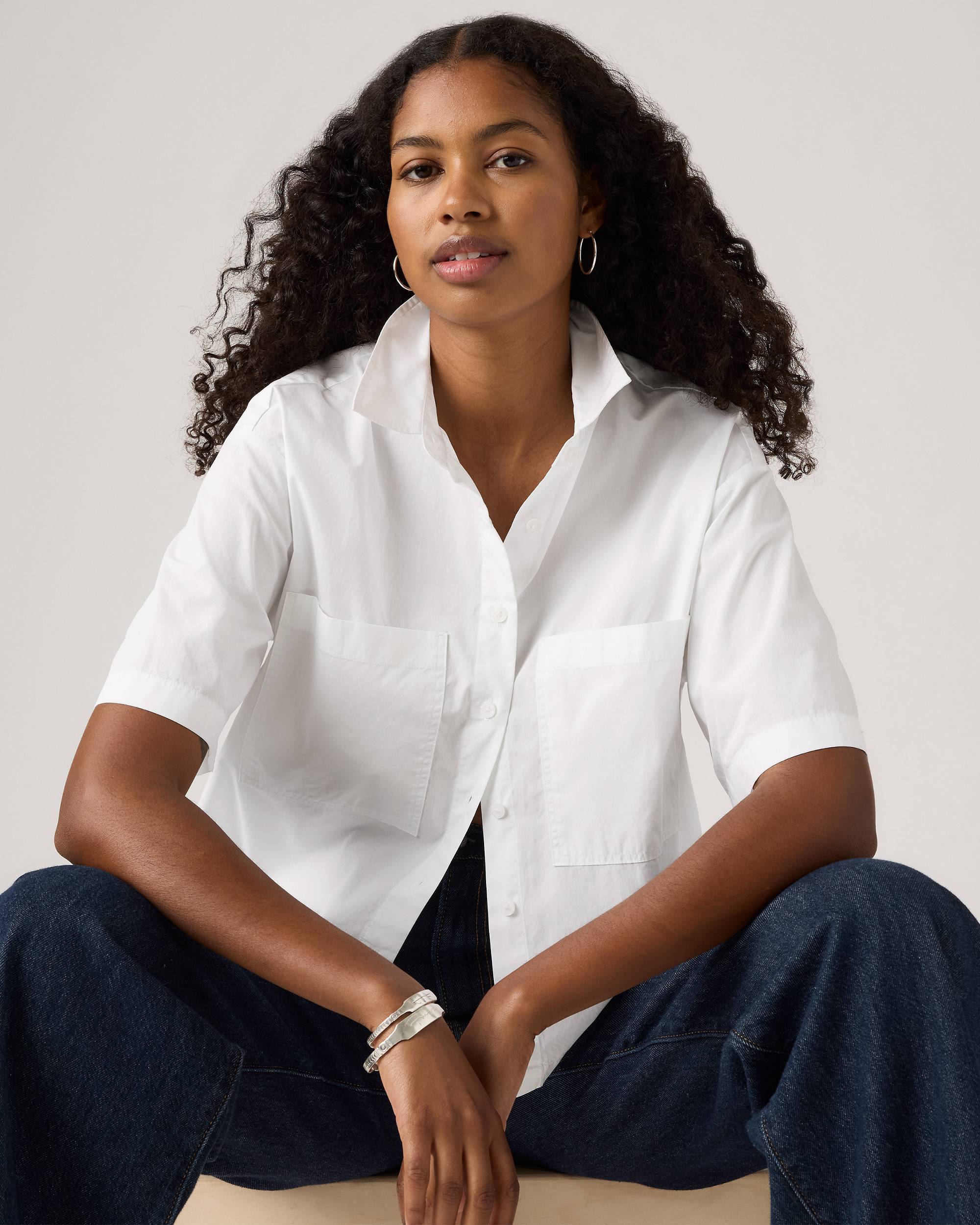 Harlie Cropped Shirt - Bright White