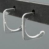 Flat Square Hoops - Silver