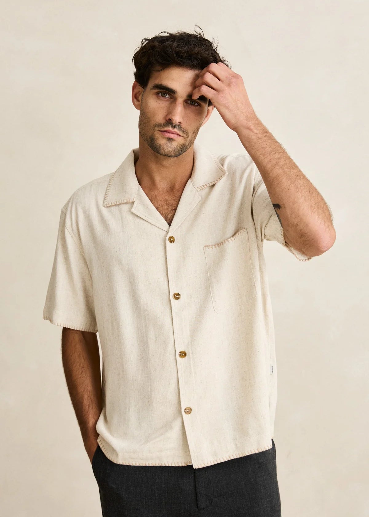 Whip Stitch SS Shirt - Natural