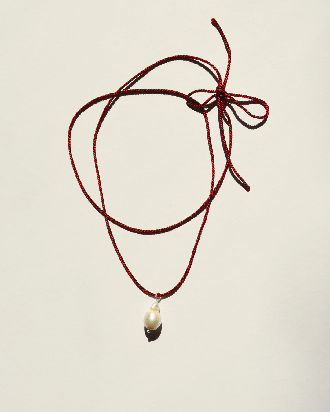 Rope Pearl Necklace - Dark Cherry