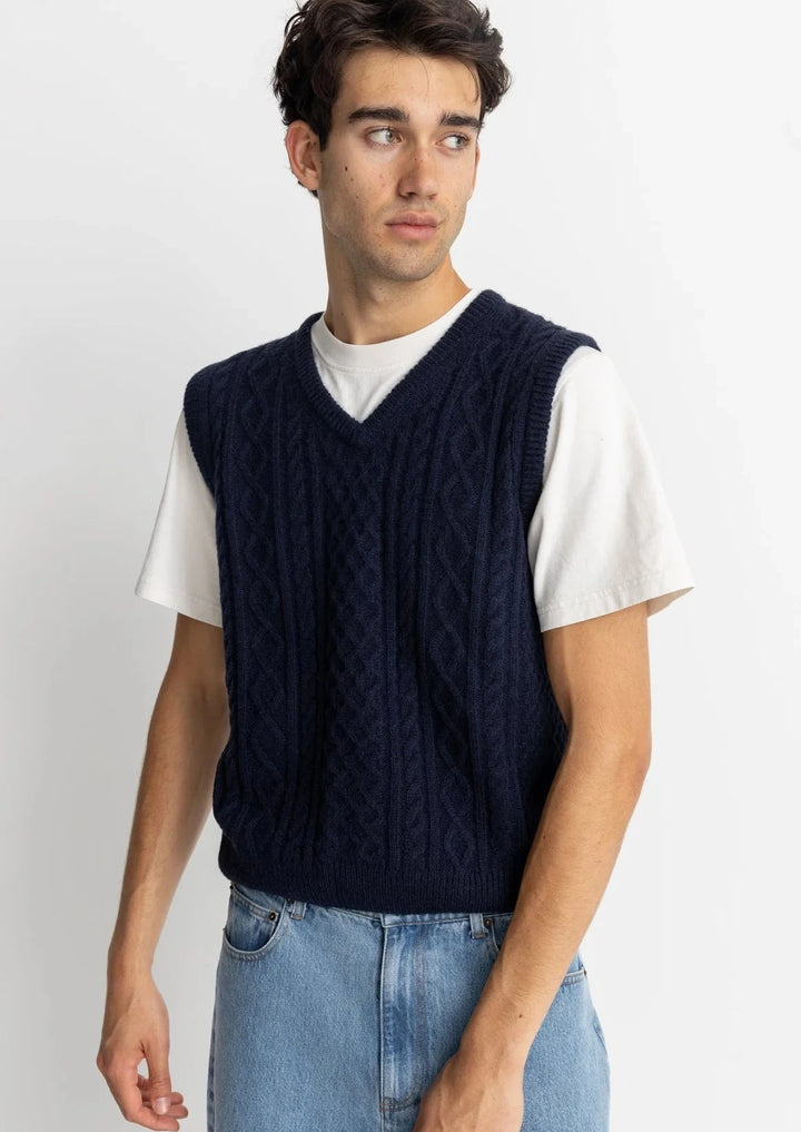 Mohair Knit Vest - Navy