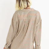 Cove Stripe Oversized LS Shirt - Natural