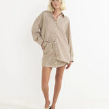 Cove Stripe Oversized LS Shirt - Natural