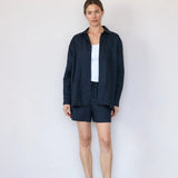Oversized Linen Shirt - Navy