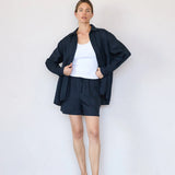 Oversized Linen Shirt - Navy