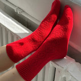Cashmere Pointelle Socks - Red