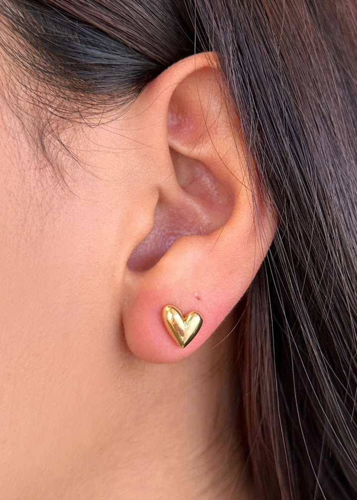 Mini Uneven Heart Studs - Gold