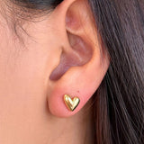 Mini Uneven Heart Stud Earrings - Gold