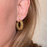 Beaded Cluster Hoops - Gold