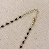 Black Baguette Necklace - Gold