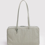 Medium Nylon Bowler Bag - Sage Stripe
