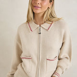 Frankie Dual Zip Cardigan - Natural