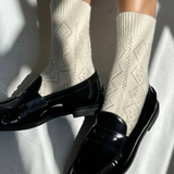 Cashmere Pointelle Socks - Cream