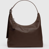 Recycled Leather Shoulder Bag - Brown