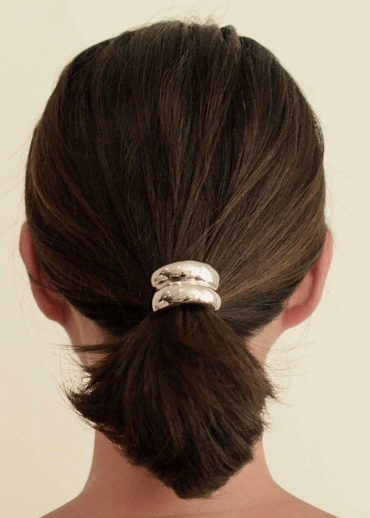 Mini Arch Metal Ponytail Hair Tie - Silver