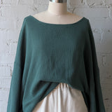 Robyn Waffled Cotton Top - Forest