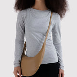 Medium Recycled Leather Flat Crescent - Dune