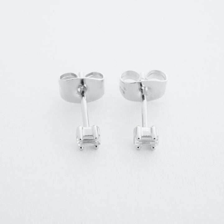 Crystal Baguette Earrings - Silver