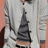 Polka Dot Crewneck Cardigan - Ivory