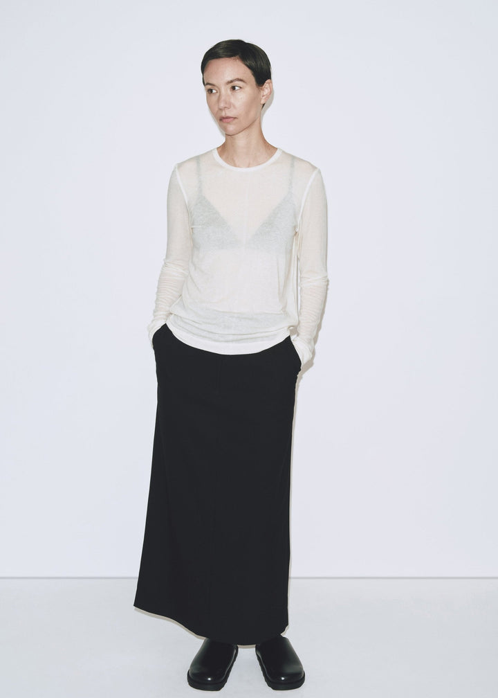 Wool Tencel Crewneck - Ivory