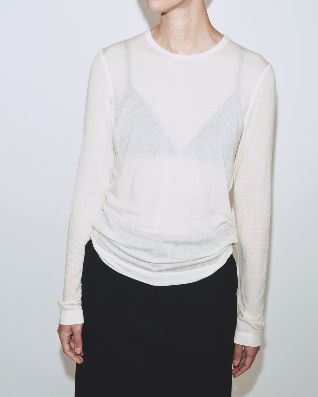 Wool Tencel Crewneck - Ivory