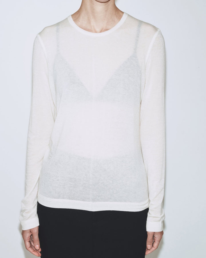 Wool Tencel Crewneck - Ivory