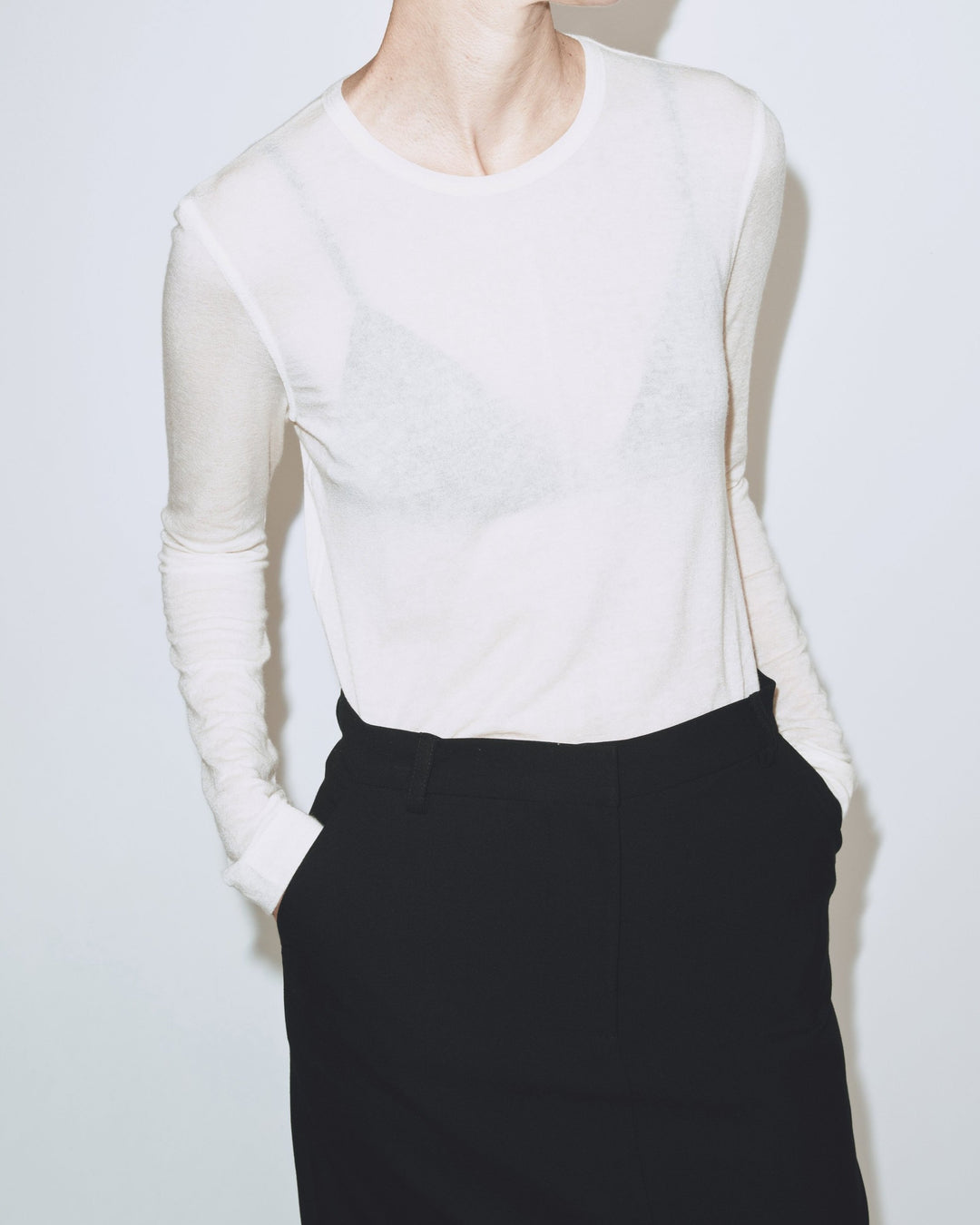 Wool Tencel Crewneck - Ivory