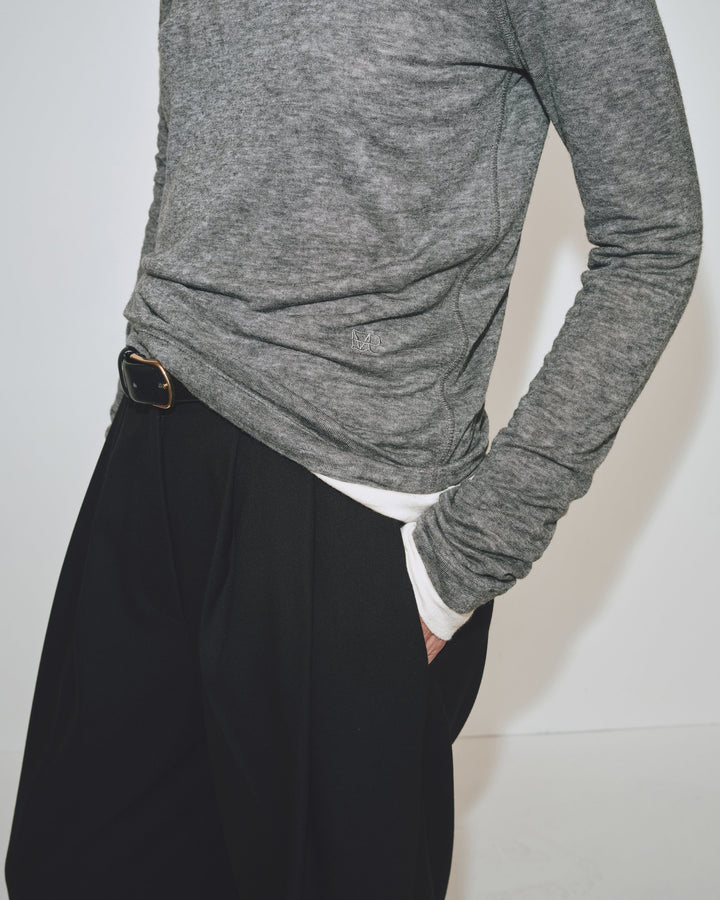 Wool Tencel Crewneck - Heather Grey