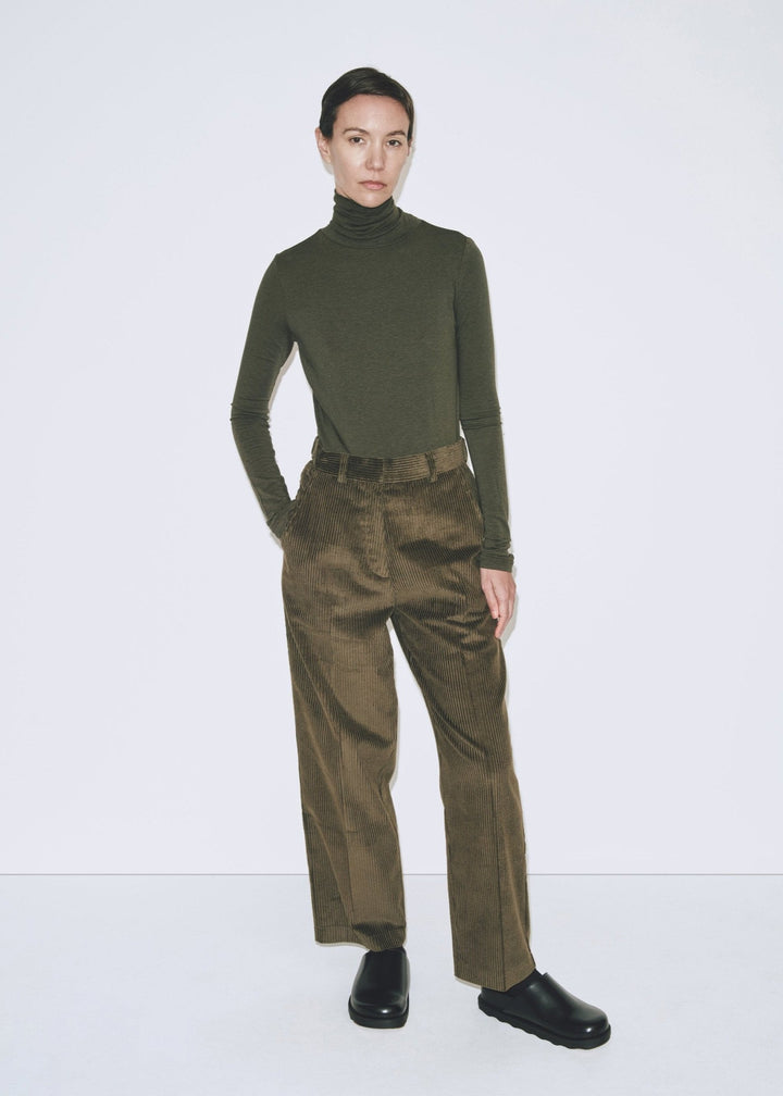 Roll Neck Jersey Top - Olive