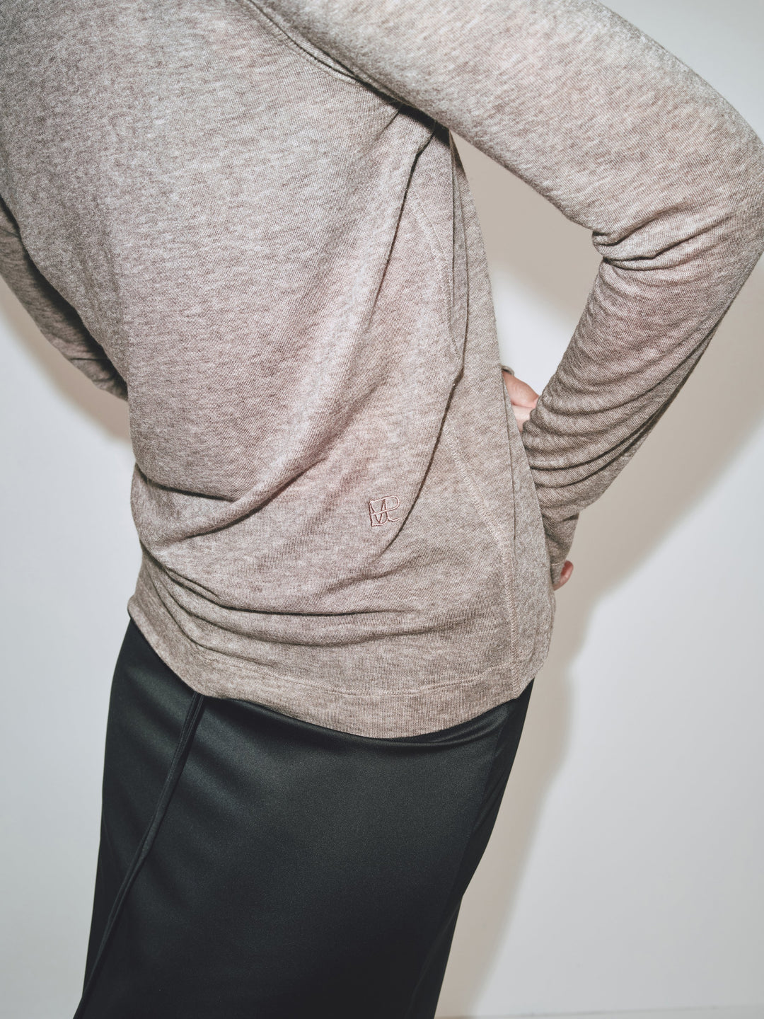 Wool Tencel Crewneck - Light Heather Brown