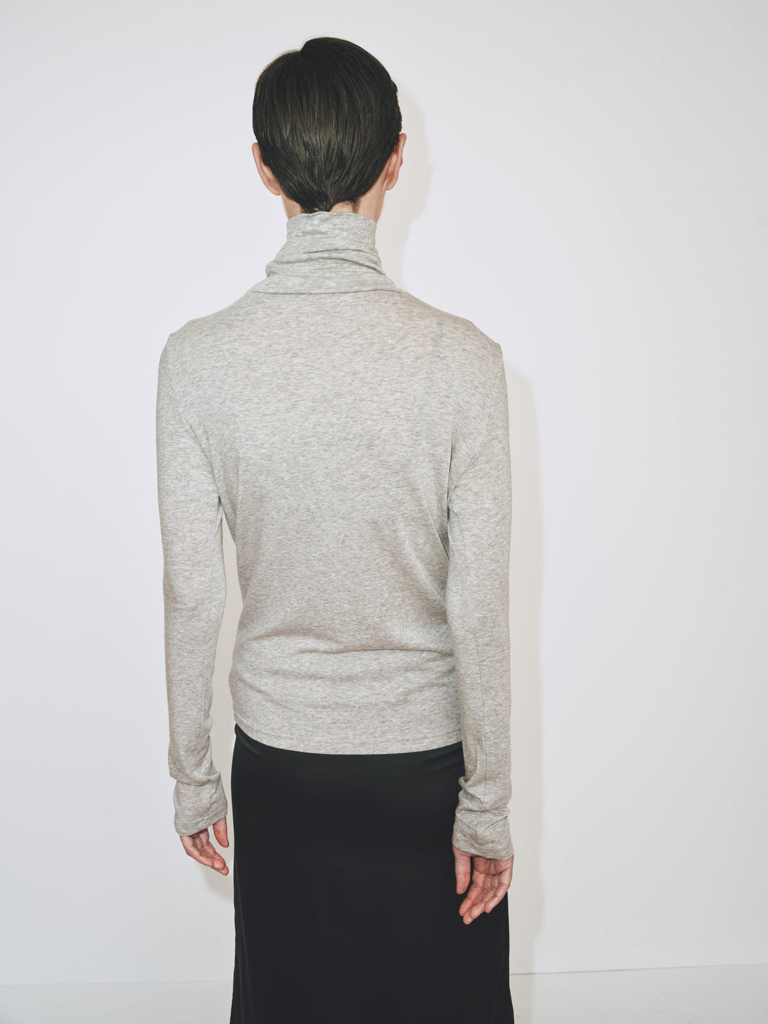 Roll Neck Jersey Top - Heather Grey