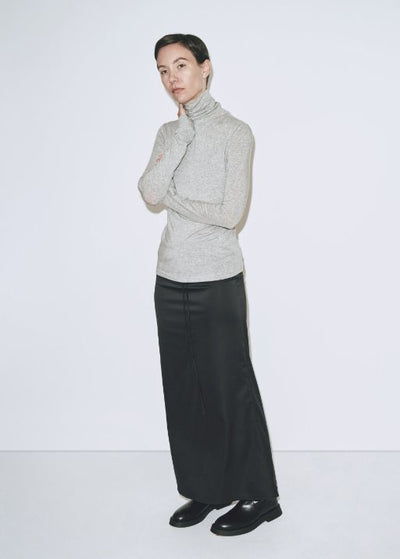 Roll Neck Jersey Top - Heather Gray