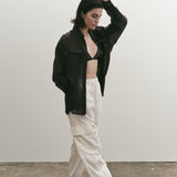 Organza Sheer Blouse - Black