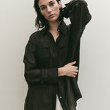 Organza Sheer Blouse - Black