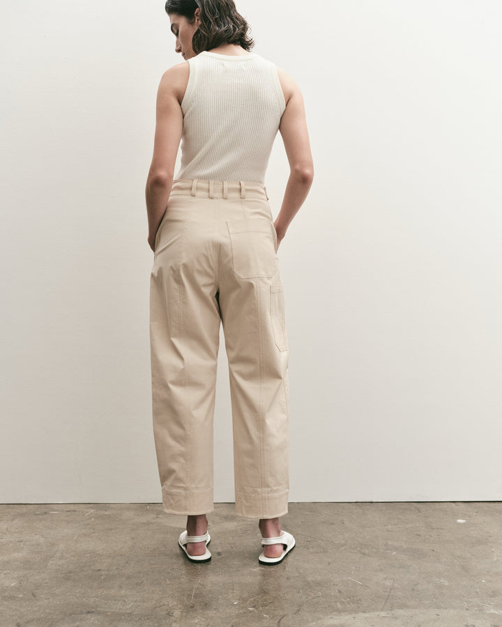 Cropped Workwear Pants - Light Beige