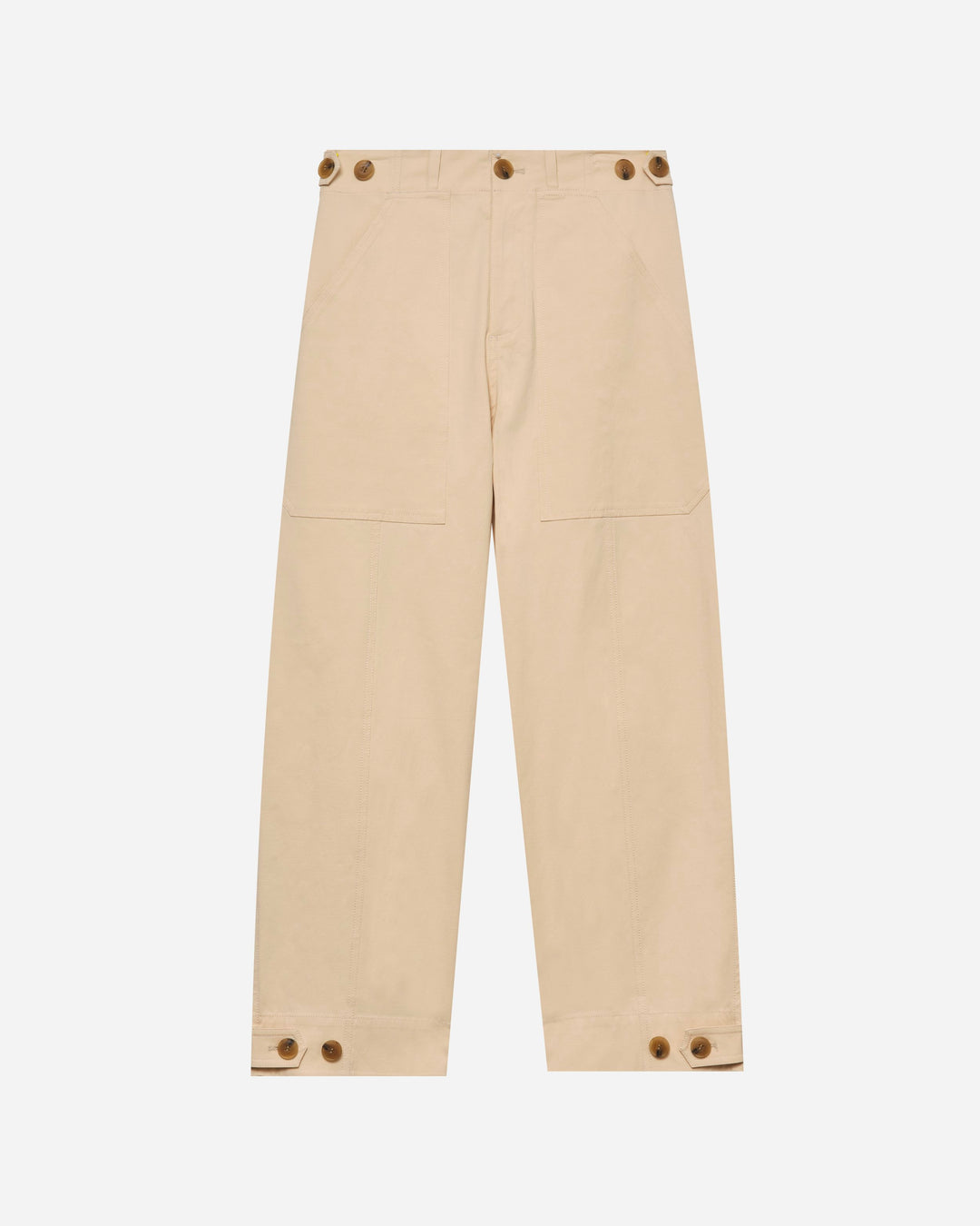 Cropped Workwear Pants - Light Beige