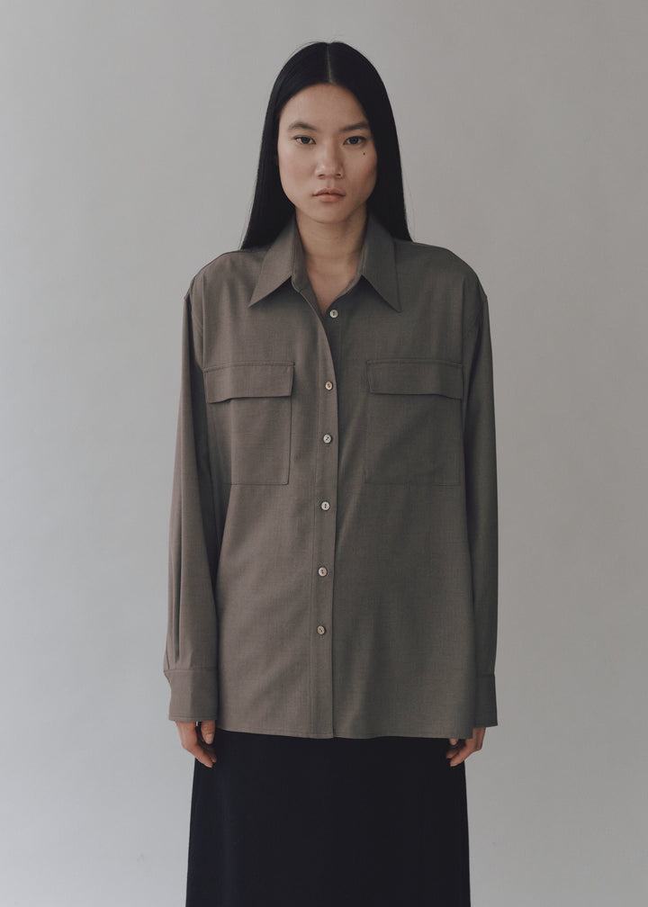 Wool Blend Shirt - Greige