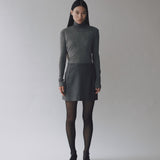 Thin Ribbed Roll Neck Top - Heather Grey
